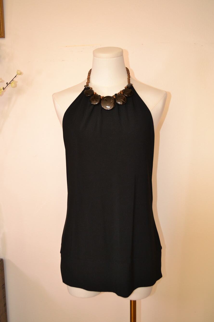 Vintage Y2K Backless Halter Going Out Top with Beaded Detailing Size Large - Picture 1 of 6